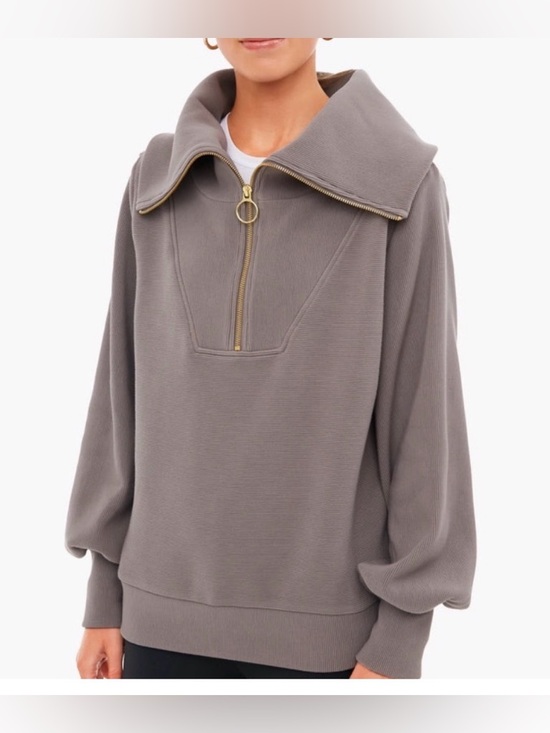 Varley Tops - Varley Vine Half Zip Ottoman Pullover in Deep Charcoal Sz L